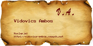 Vidovics Ambos névjegykártya